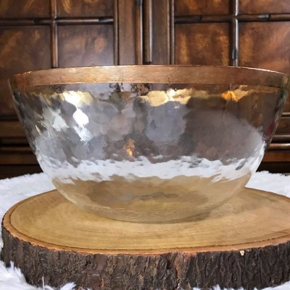 (Set of 2) 10 Strawberry Street Gold Rimmed Wavy Glass XL Bowls Made in Germany - Picture 4 of 11